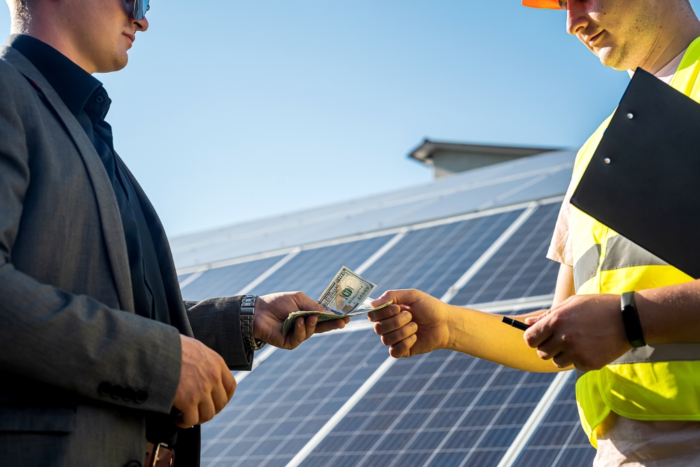 Solar panel customer is paying for installing solar panels