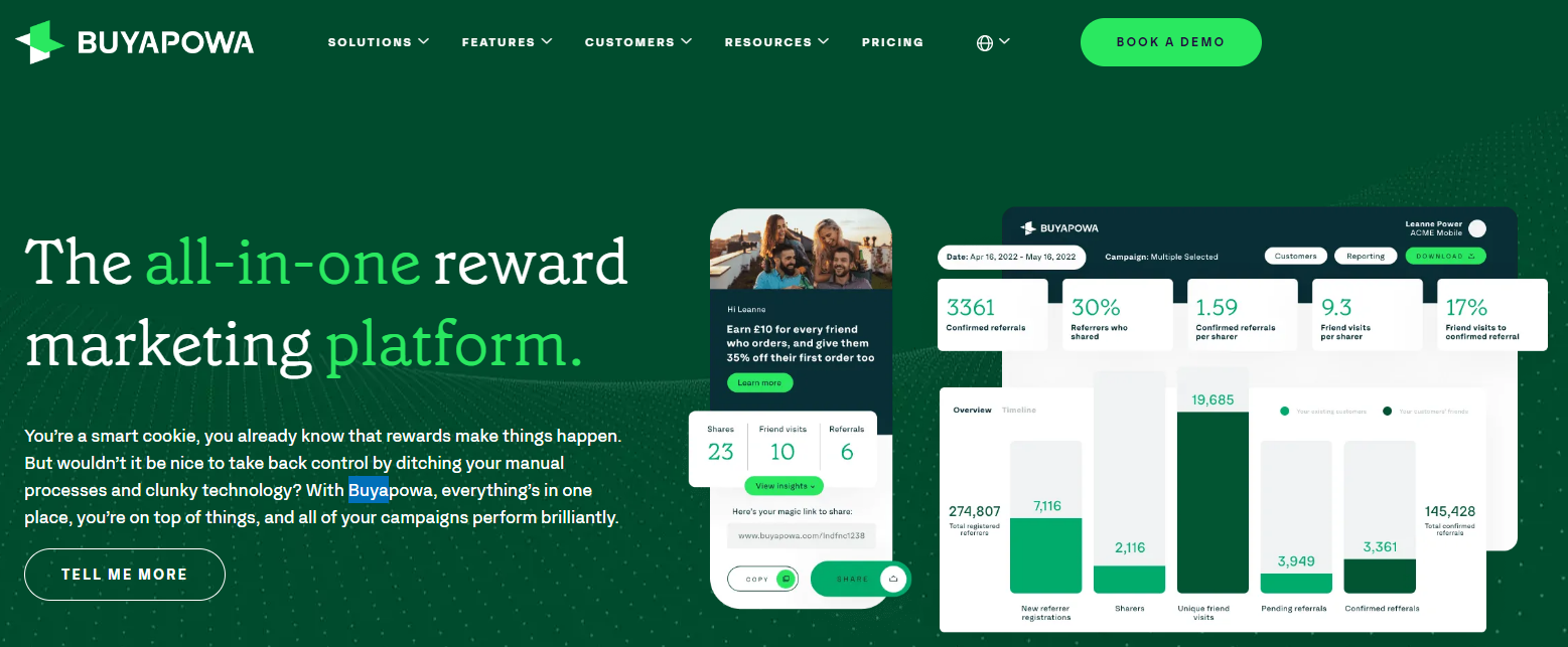 Buyapowa homepage, a referral marketing platform