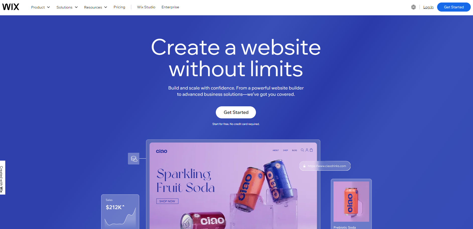 Wix homepage, a website building and graphic design platform