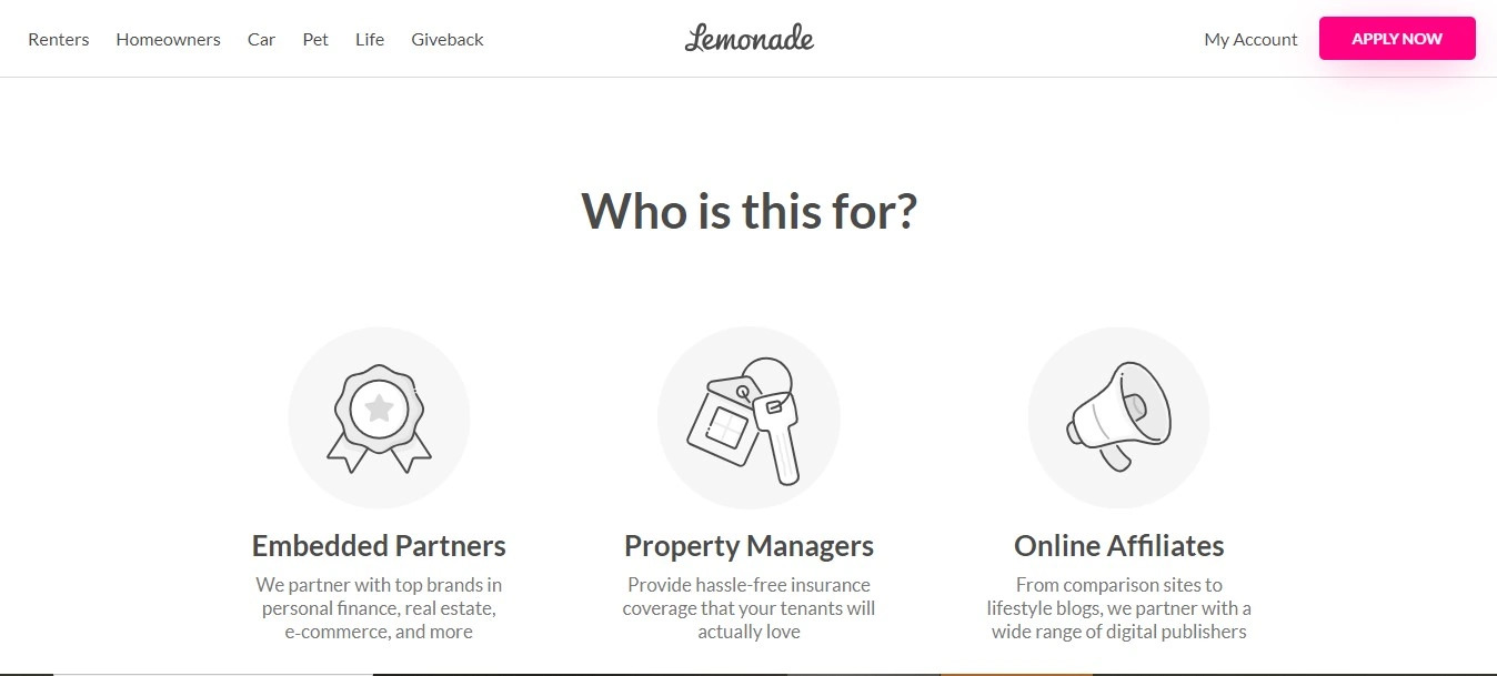 Lemonade affiliate program page