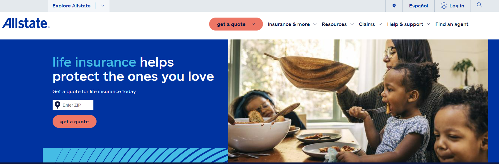 Allstate, one of the biggest insurance companies in the United States, offering auto, home, life, and health insurance policies