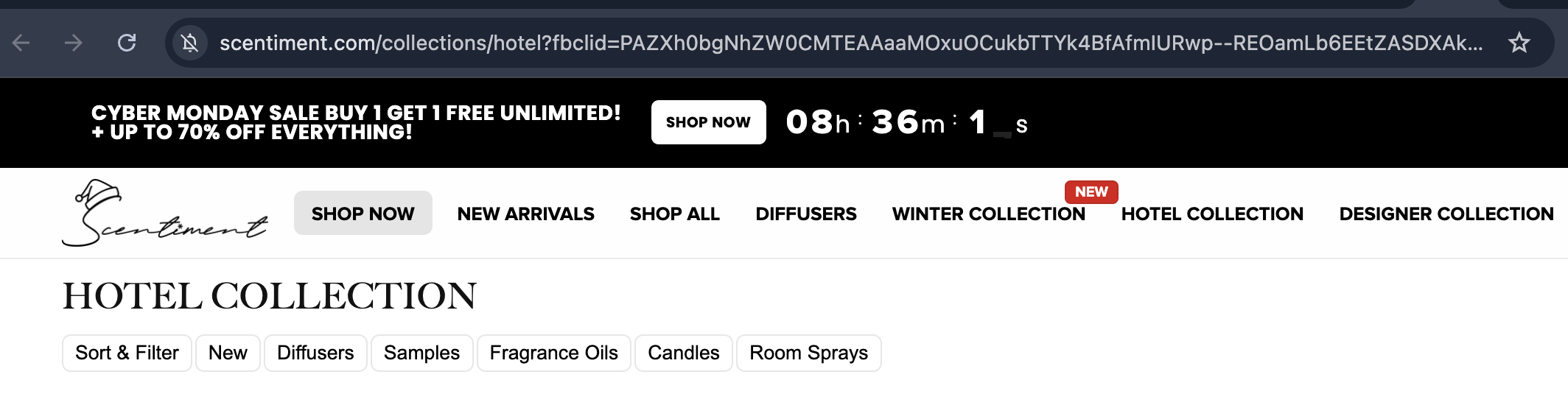 Scentiment online shop page