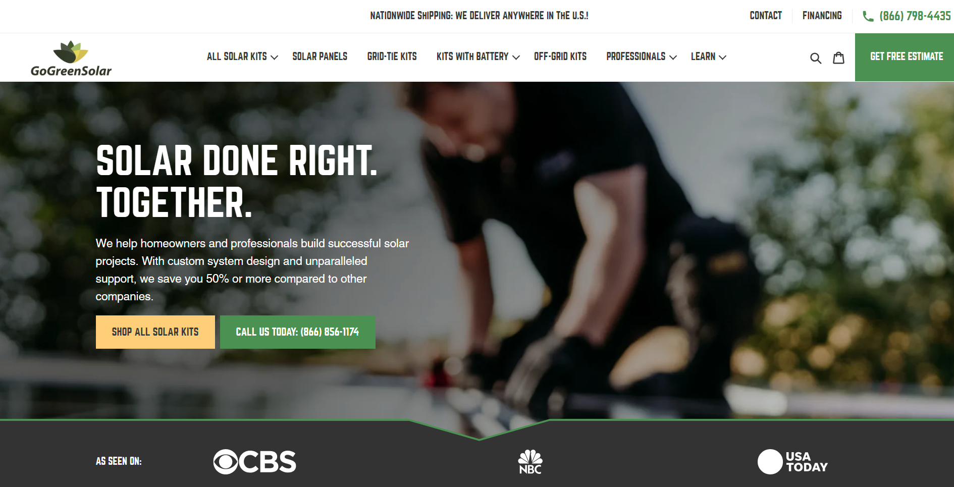 Go Green Solar homepage