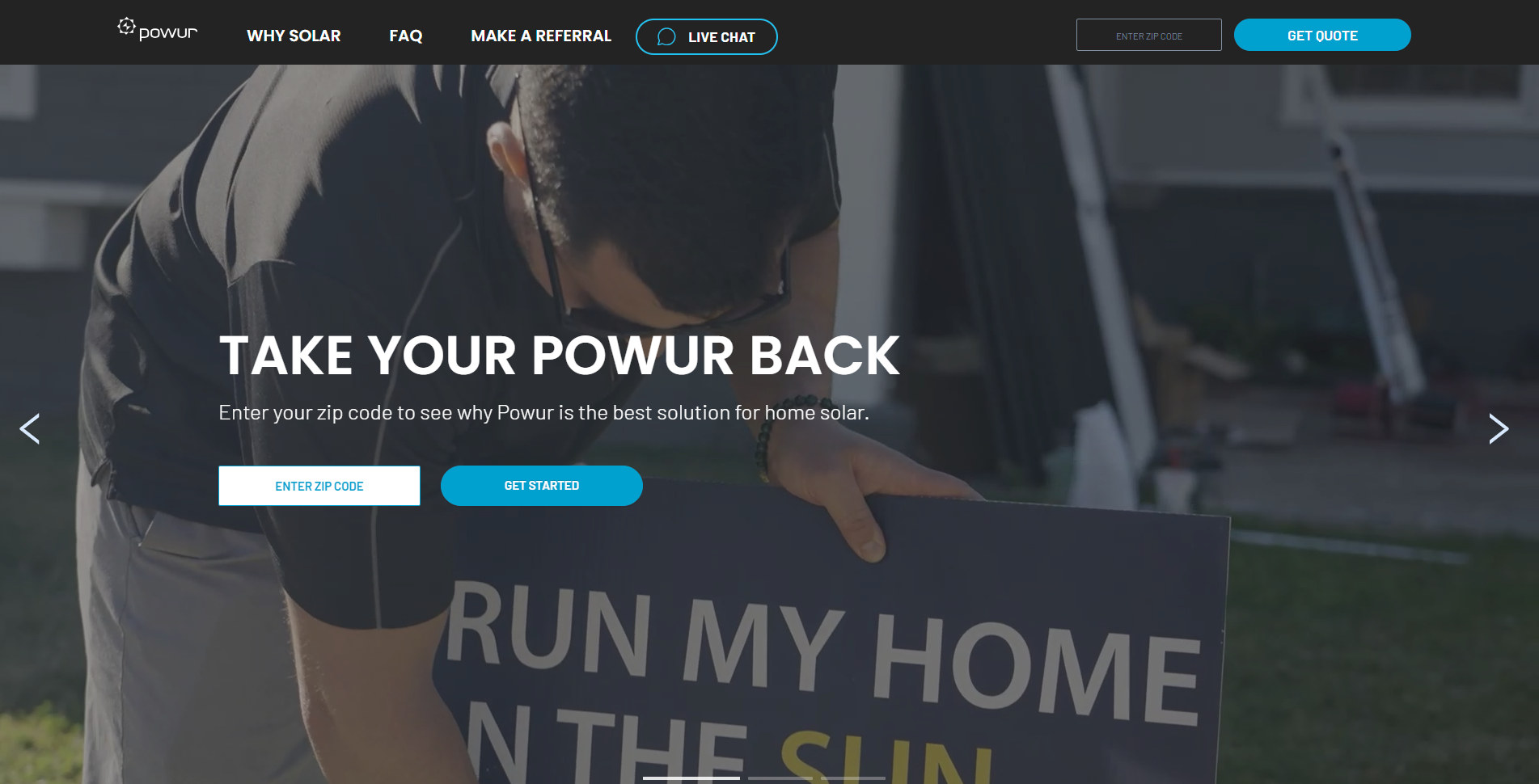 Powur Solar homepage