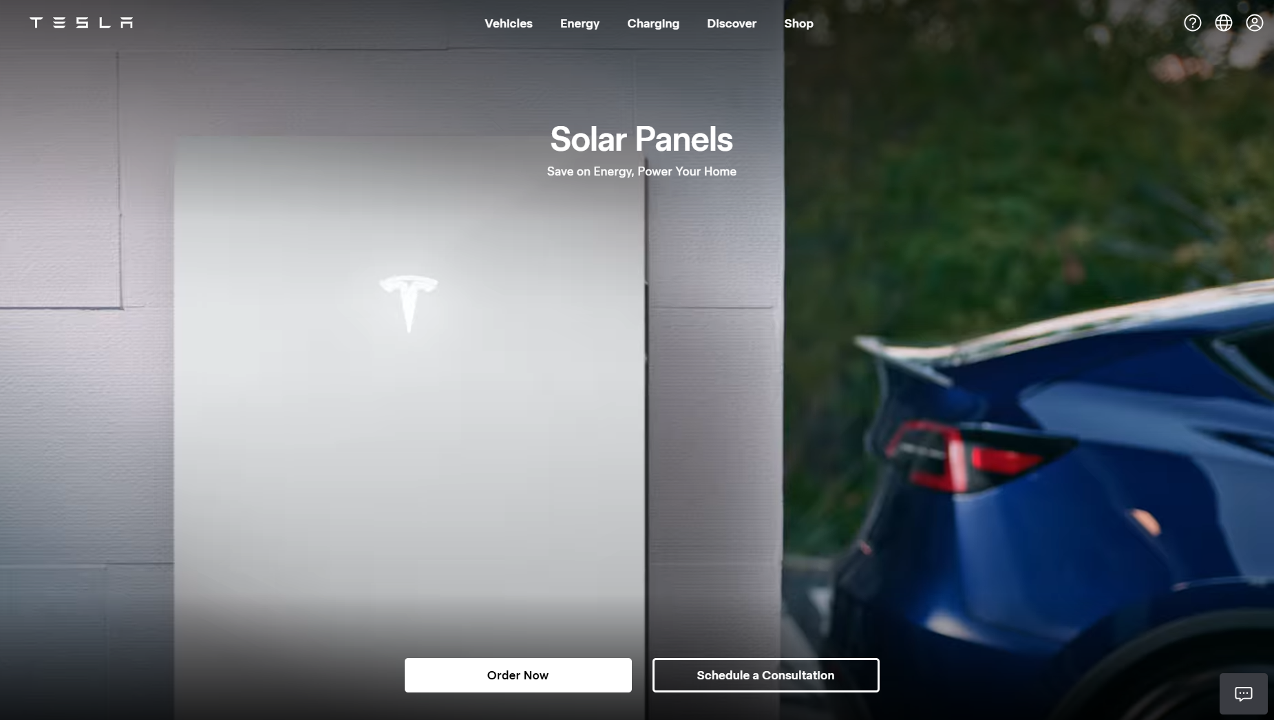 Tesla Solar homepage