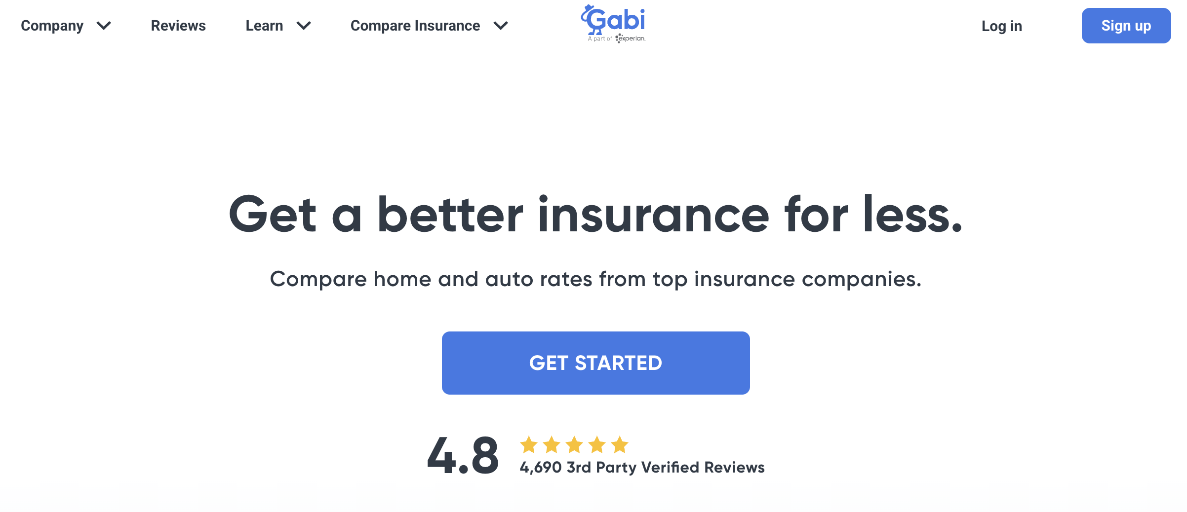 The main page of Gabi insurance website
