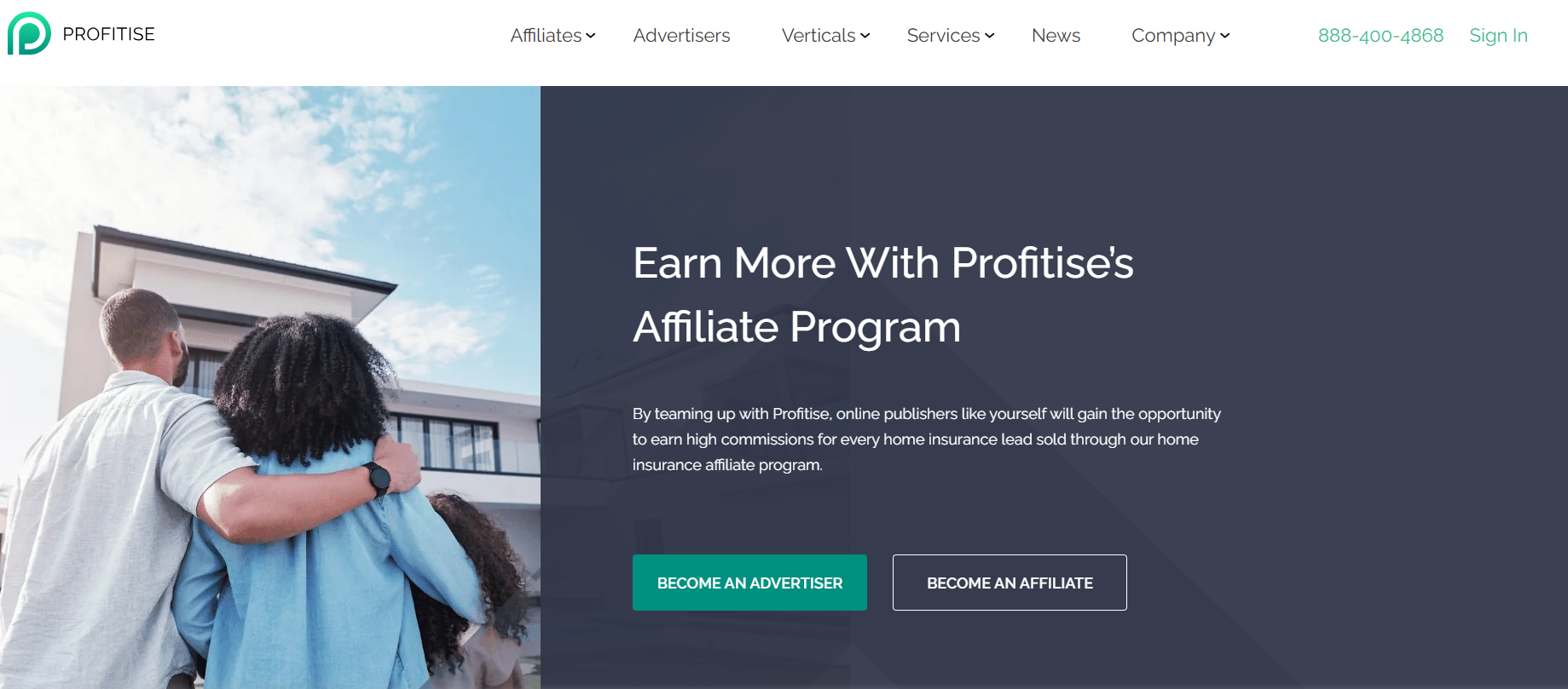 Profitise homepage, one of the best home insurance affiliate websites