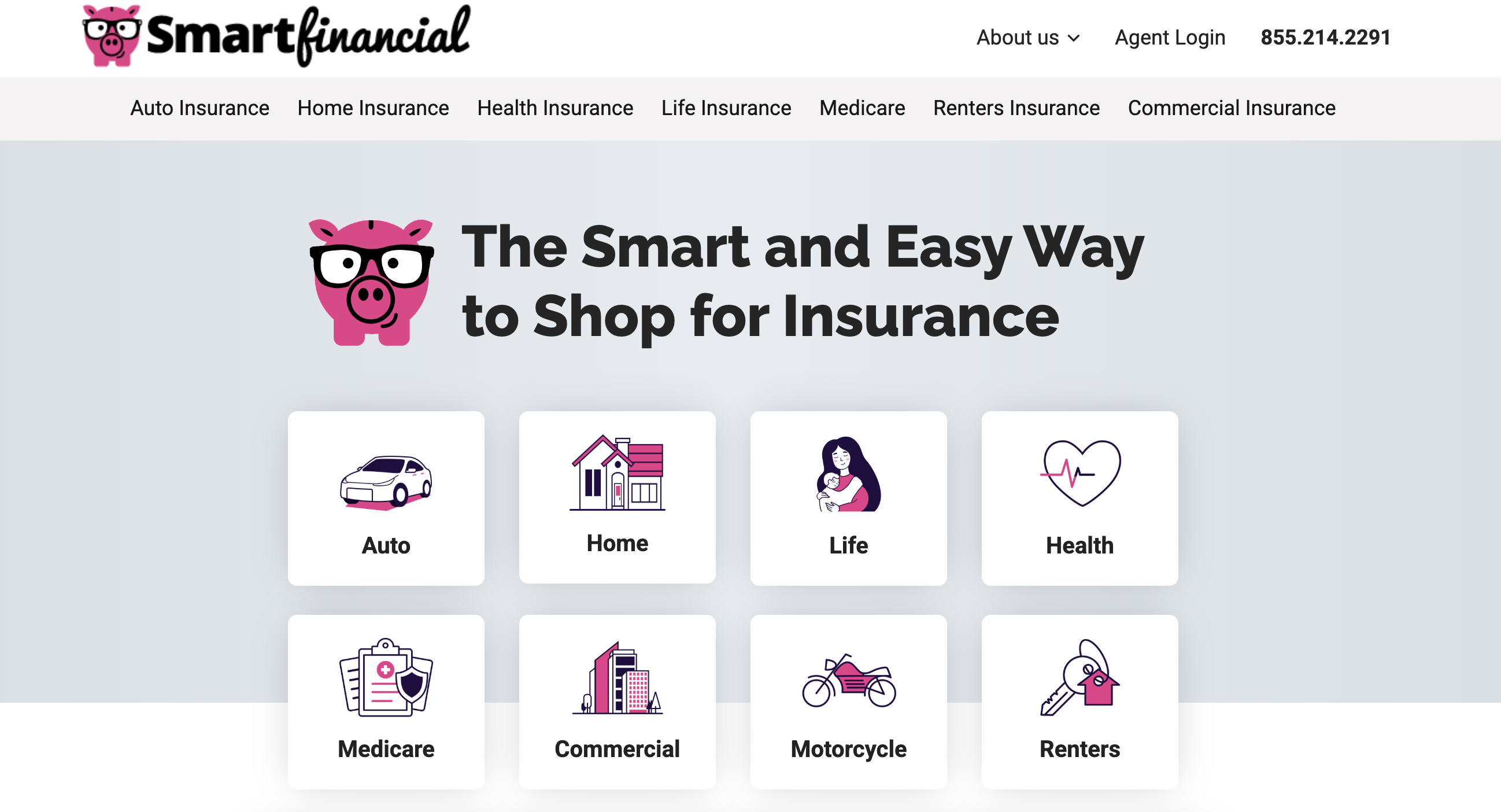 the main page of the Smart Financial insurance comparison website