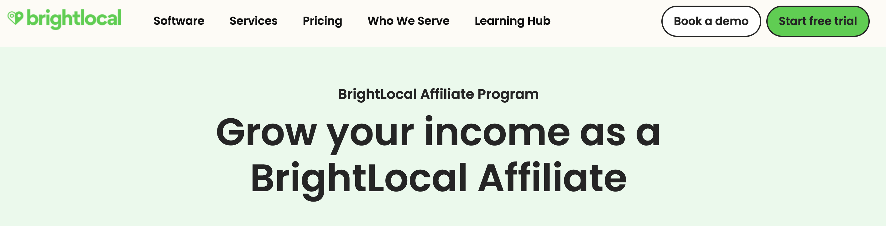 Brightlocal SEO affiliate marketing program page