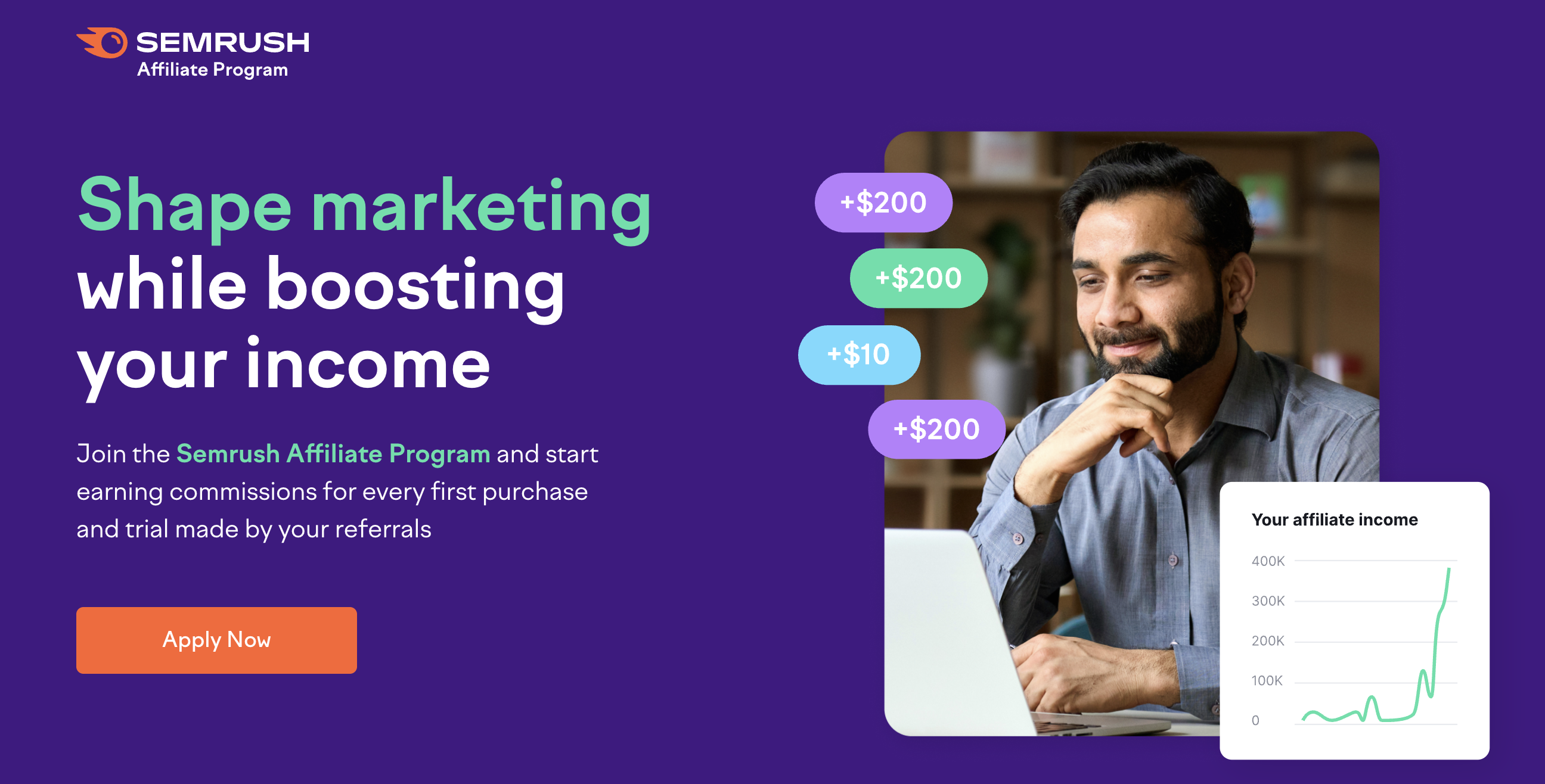 Semrush SEO affiliate marketing program page