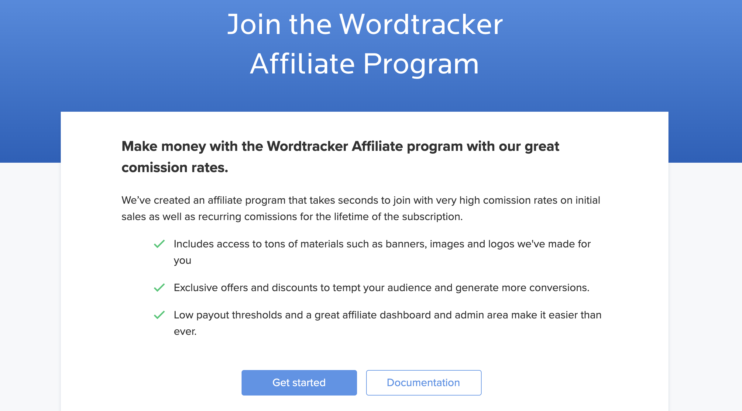 Wordtracker SEO affiliate marketing program page