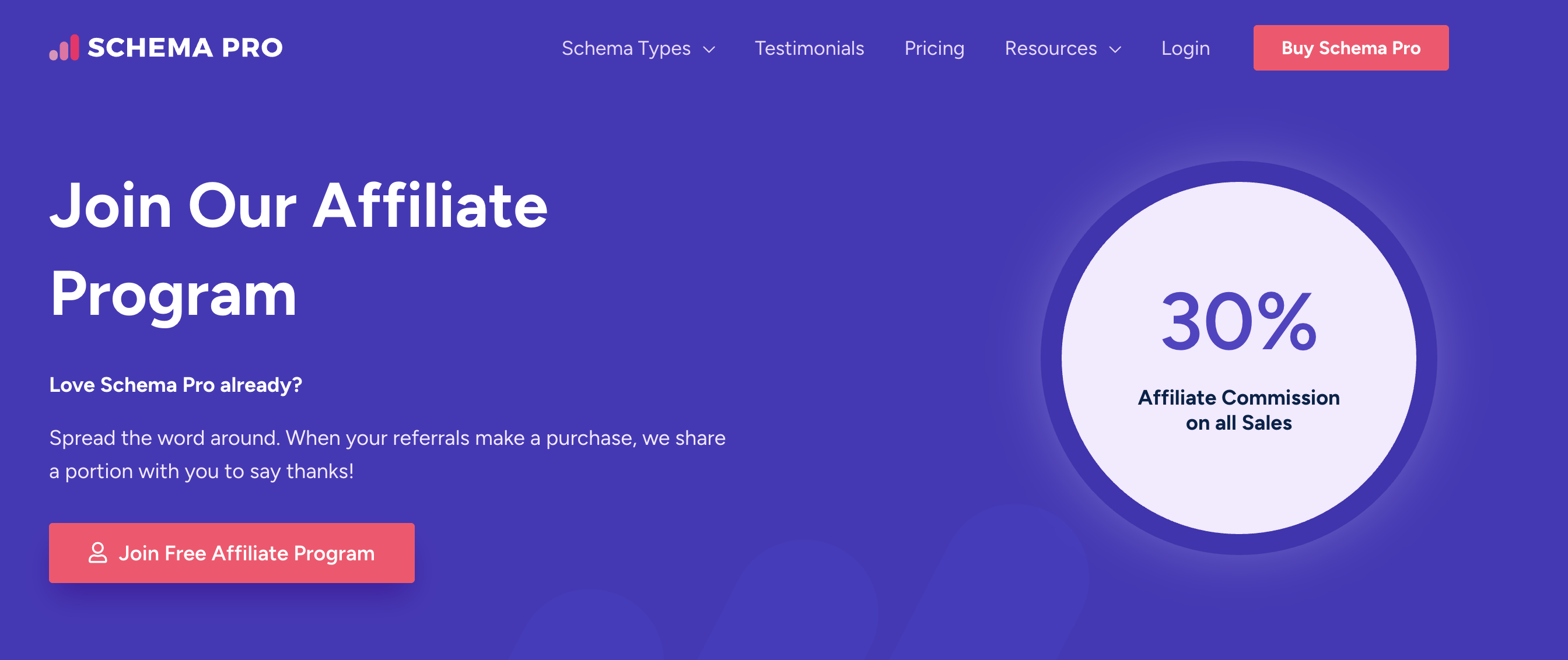 Schema Pro SEO affiliate marketing program page