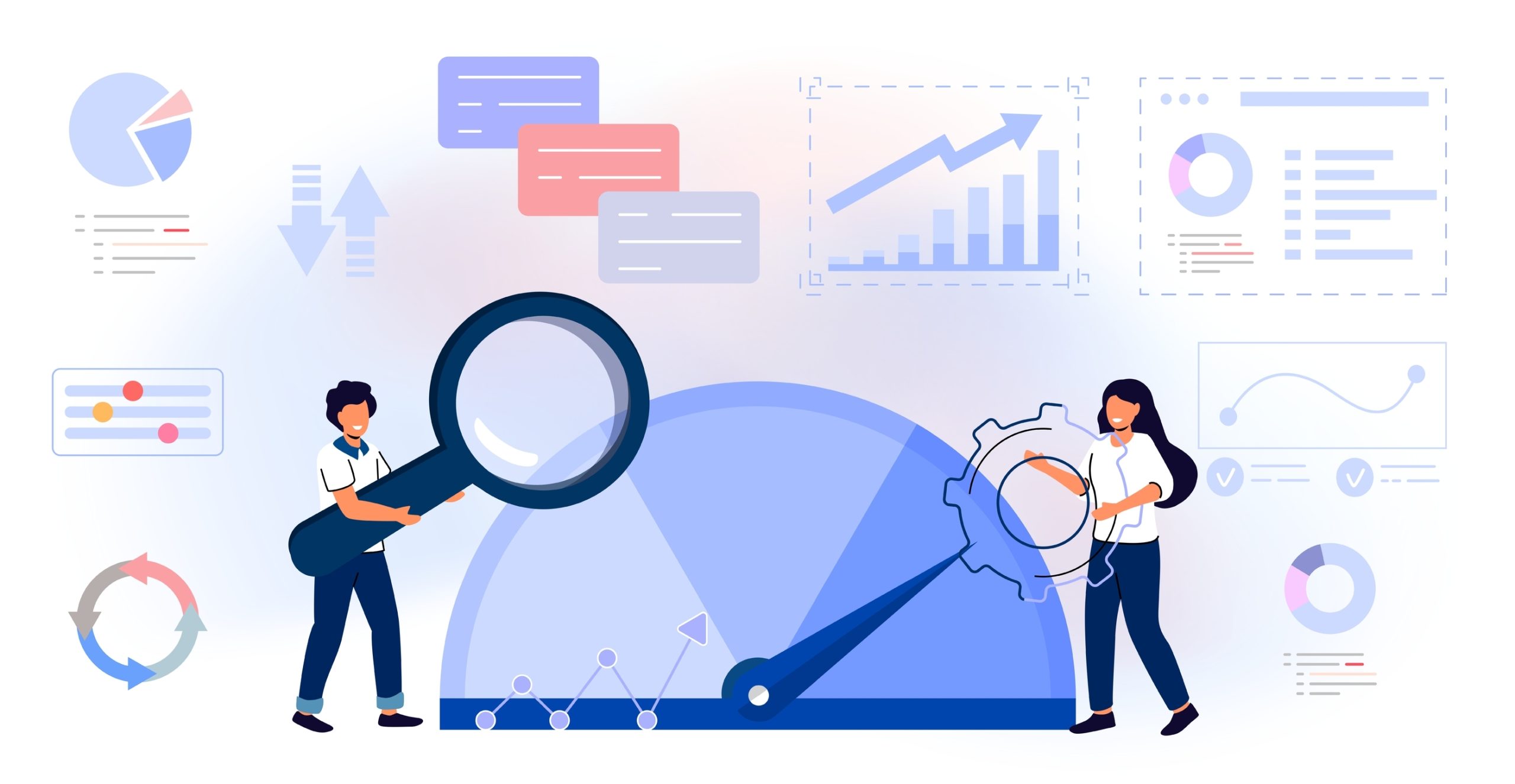 Man and women gauge metrics to optimize their marketing efforts to the maximum