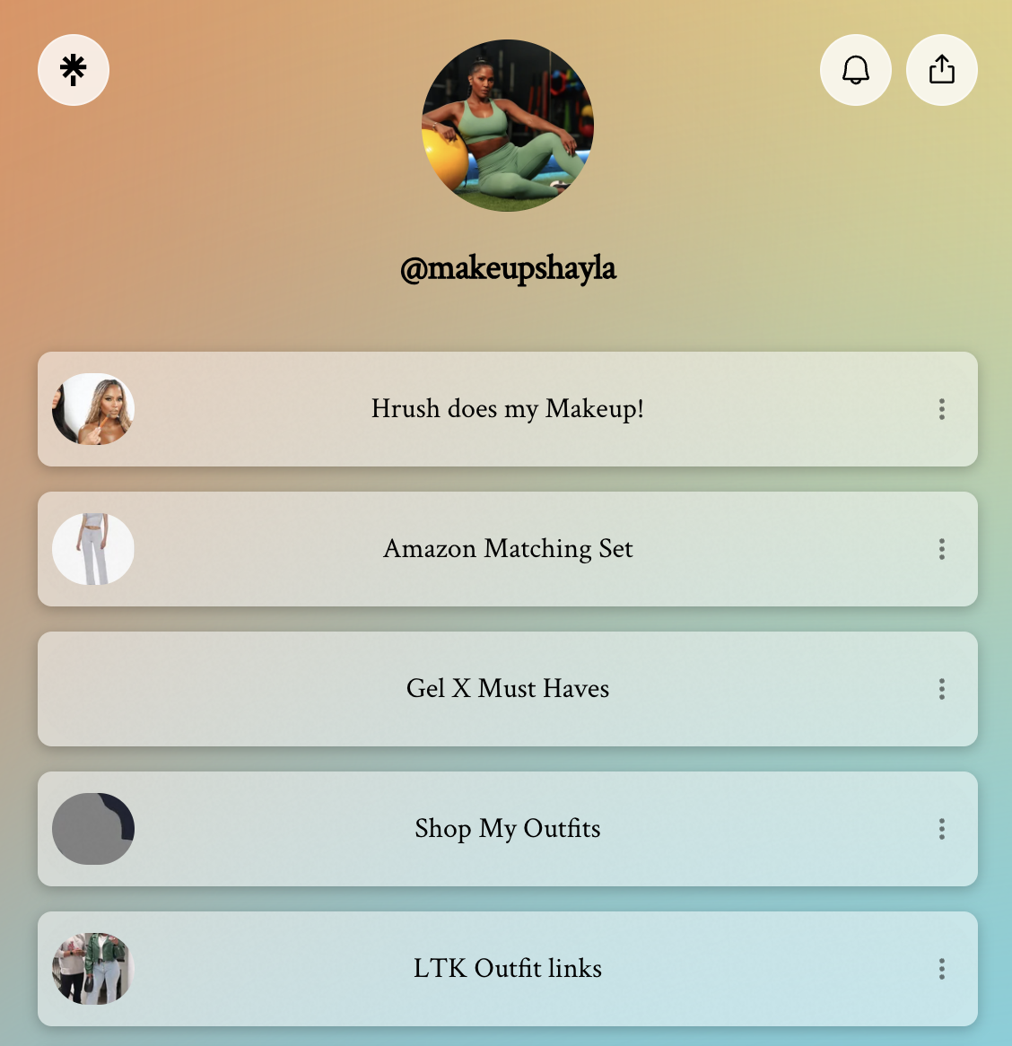 Screenshot of Makeupshayla Linktree page