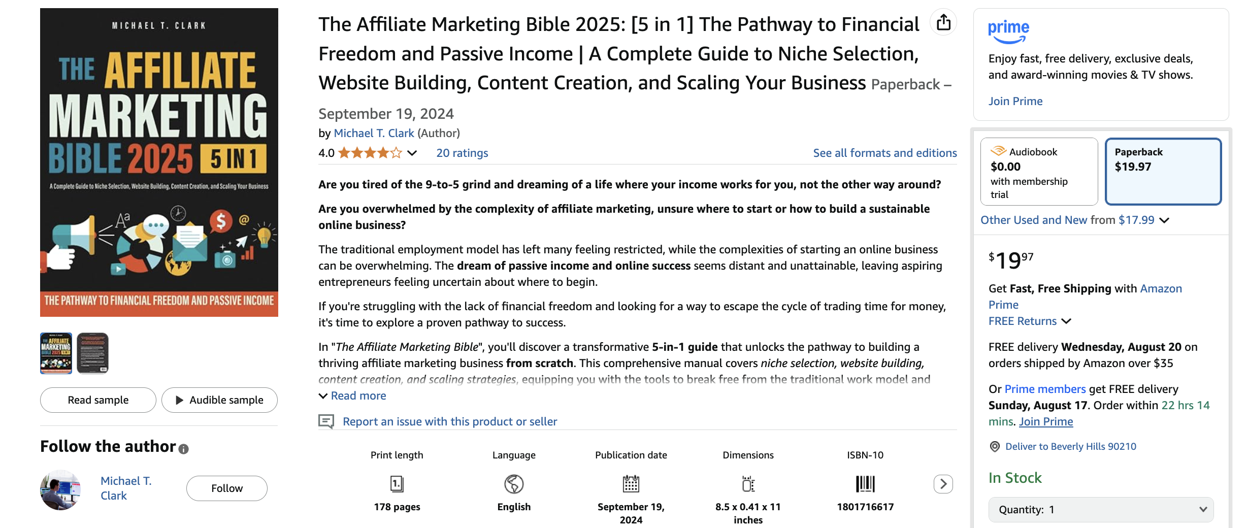 Screenshot of Amazon's page of The Affiliate Marketing Bible book