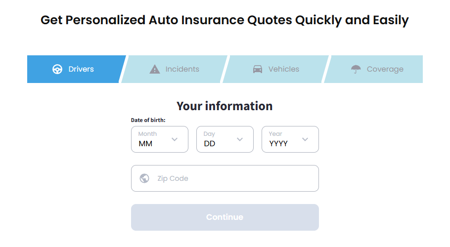 Profitise submission form that collects collects user information to persoanlize incoming offer