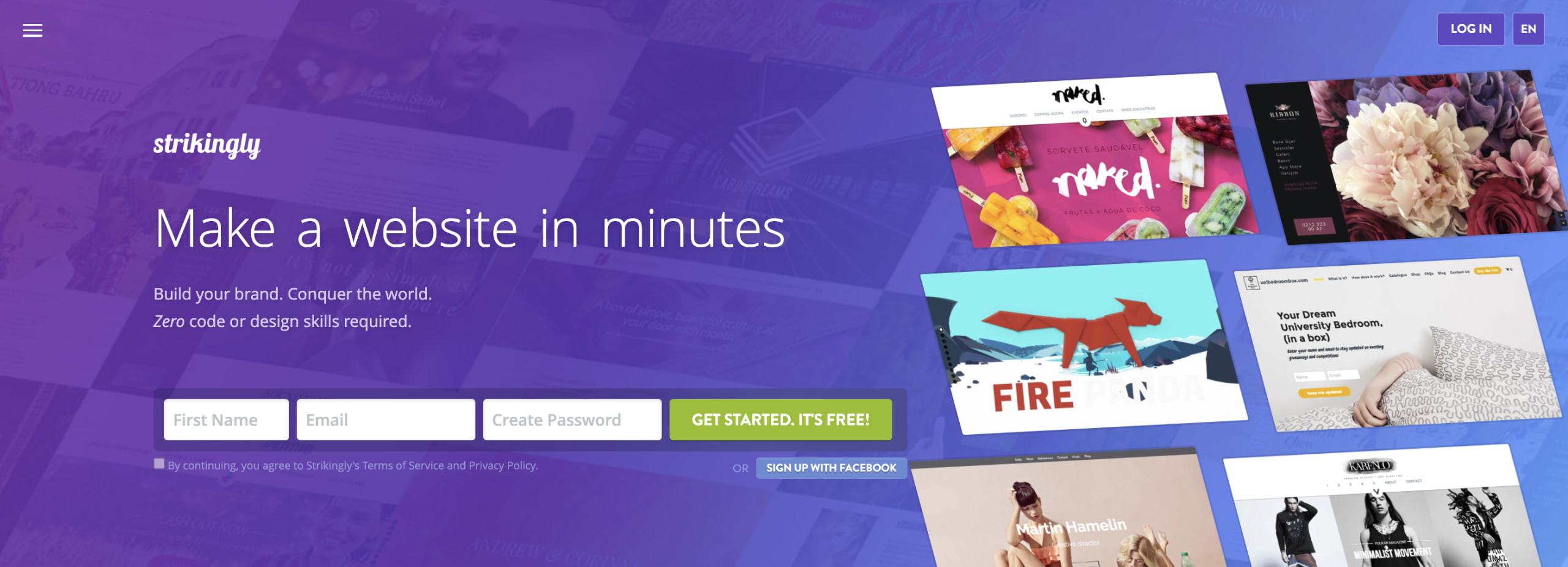 Strikingly main page