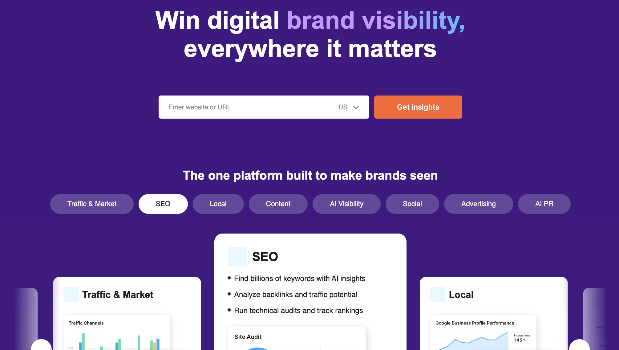 Semrush main page