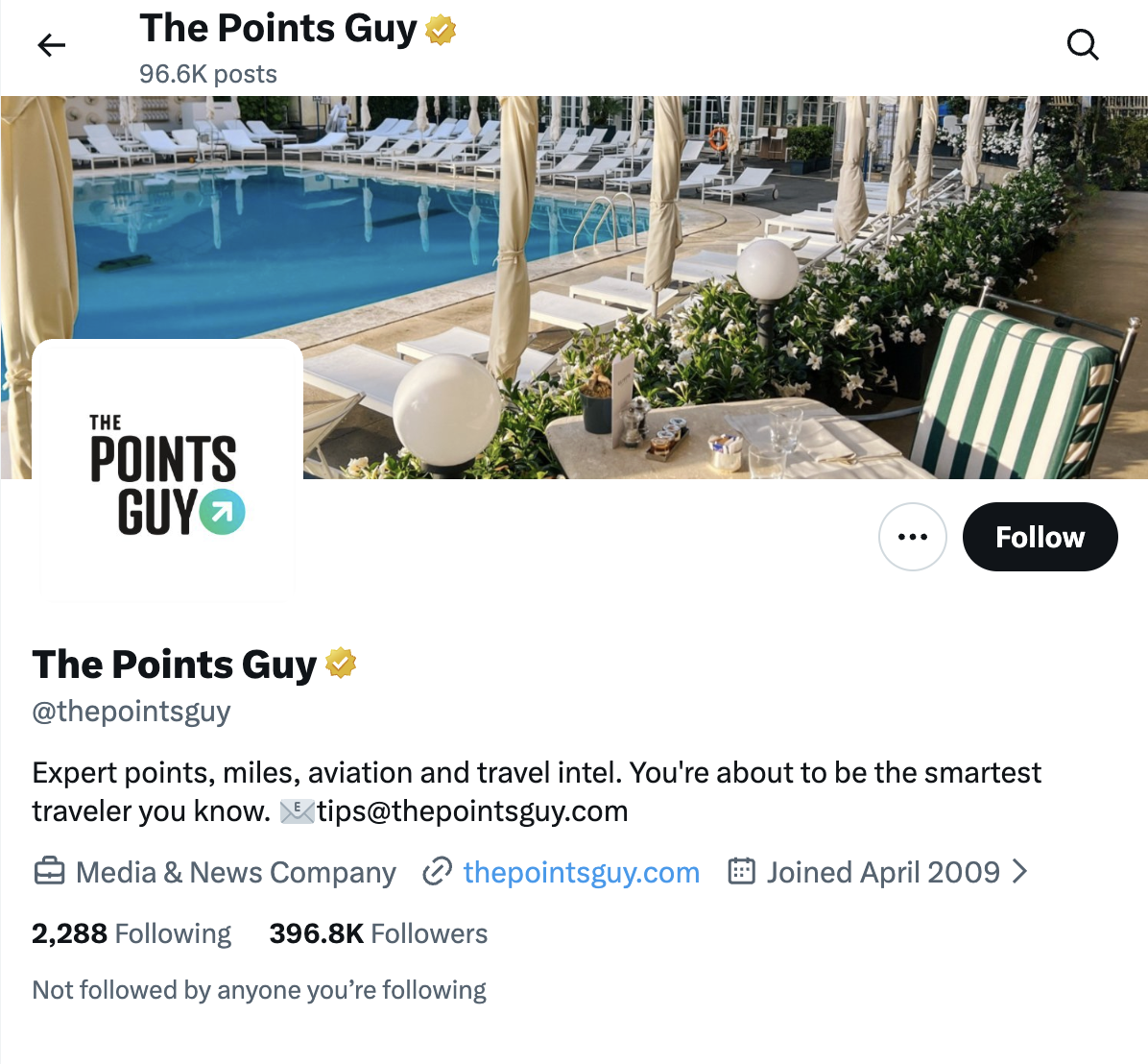 Screenshot of The Points Guy page on X