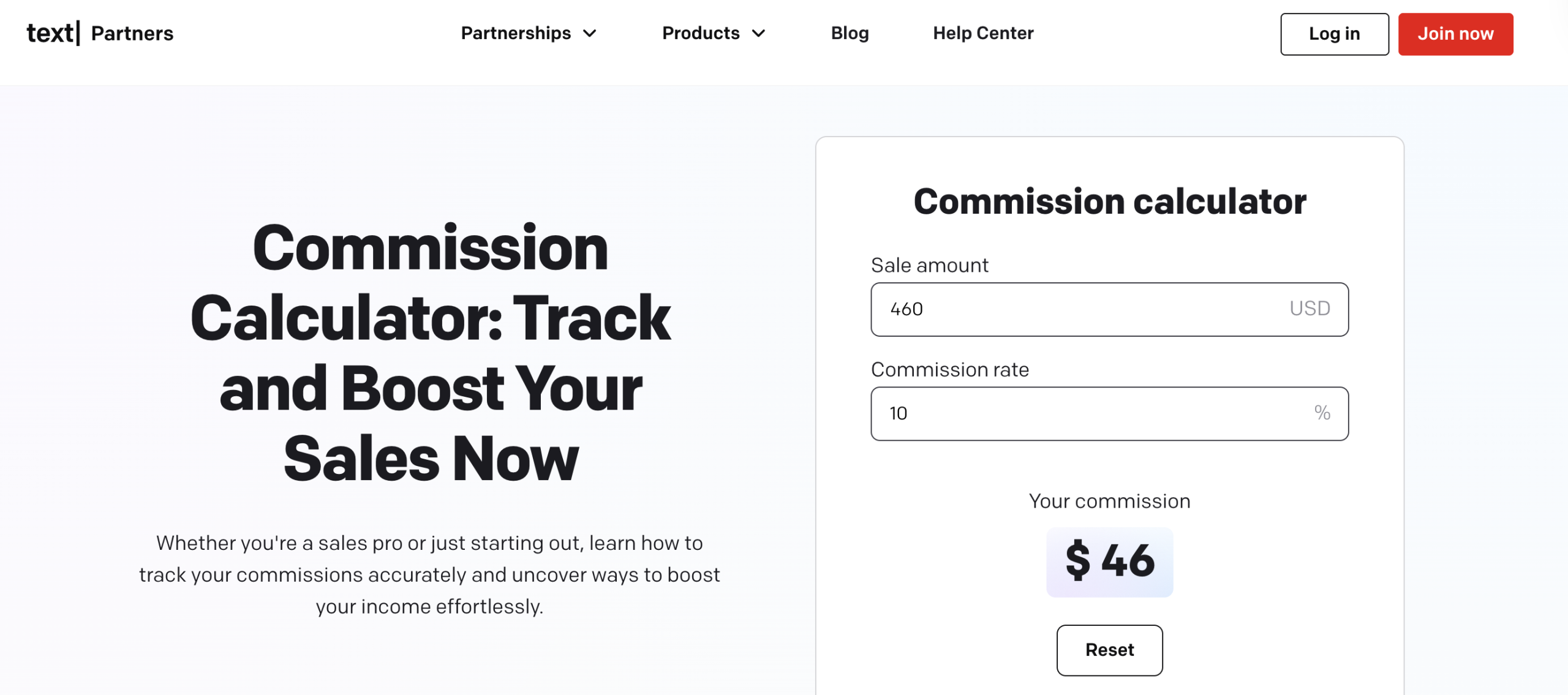 The screenshot of LiveChat (Text) affiliate marketing calculator