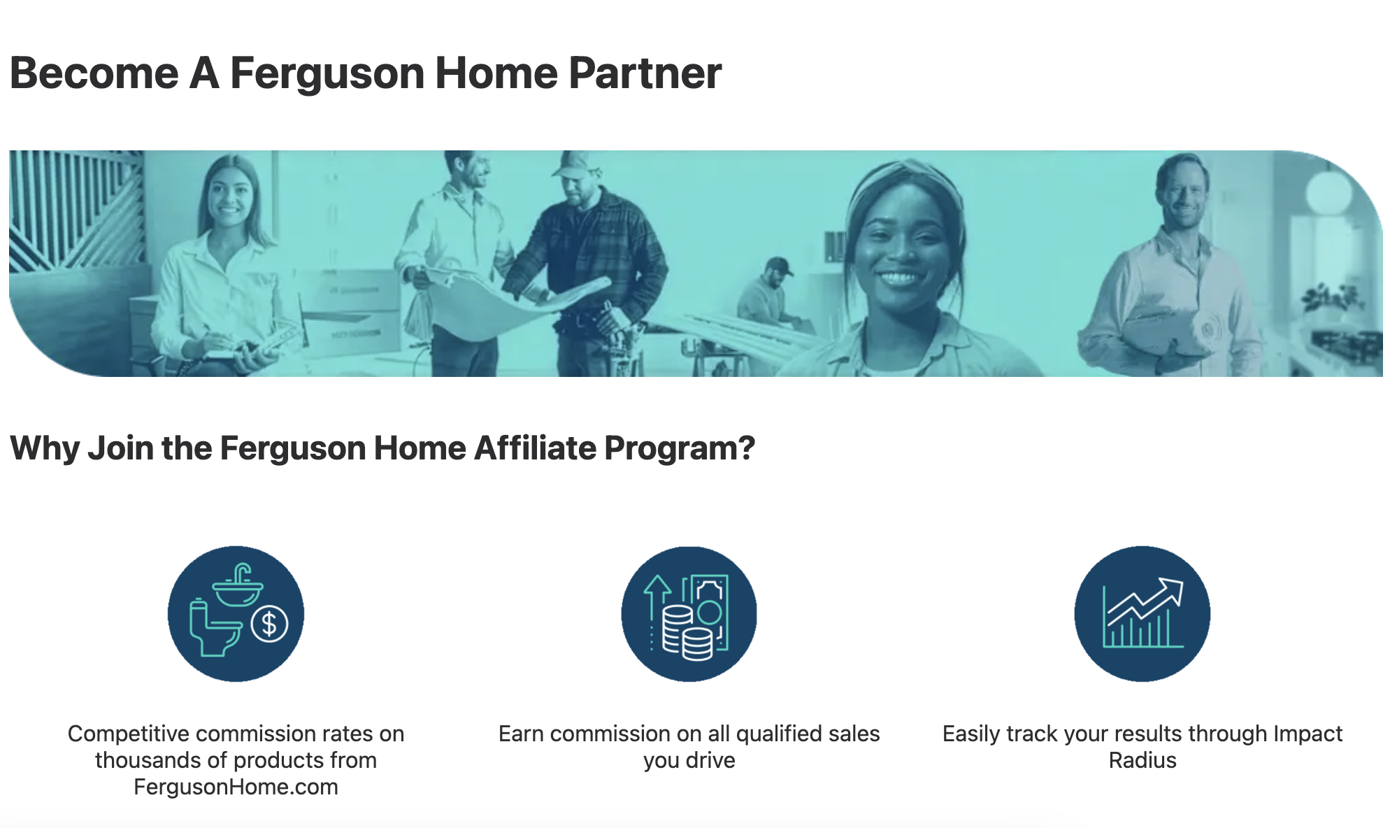 Main page of Ferguson Home affiliate program